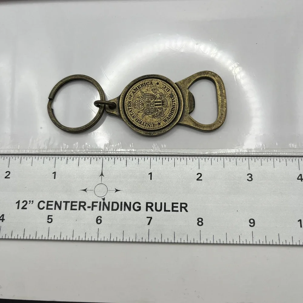 Vintage Washington DC USA Bottle Opener Keychain Brass Tone Souvenir Collectible